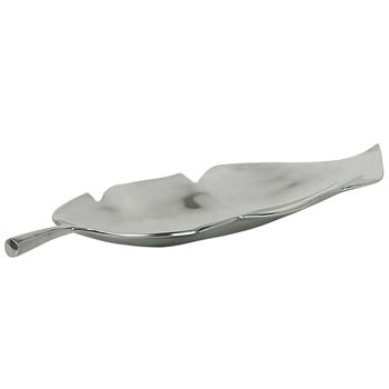 Plato Decorativo De Metal Plateado De Aluminio Hoja 68 Cm Brillante Glamour Amrus - Plateado