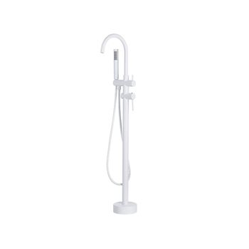 Grifo De Baño Mono Mando De Latón Blanco Con Ducha De Mano Bañera Independiente Moderno Tugela - Blanco