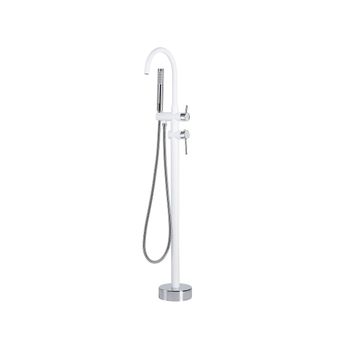 Grifo De Baño Mono Mando De Latón Blanco Con Plateado Con Ducha De Mano Bañera Independiente Moderno Tugela - Blanco