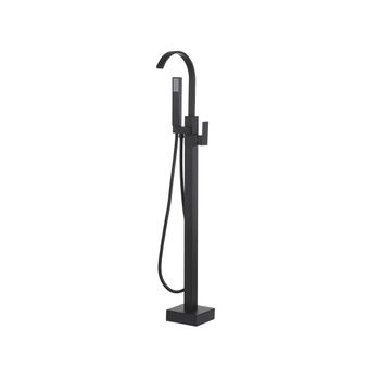 Grifo Independiente De Baño Latón Negro Brillante Con Ducha De Mano Montado En El Suelo Moderno Ribbon - Negro