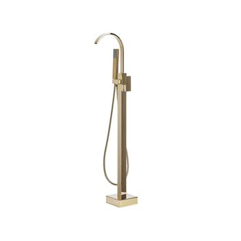 Grifo Independiente De Baño Latón Dorado Brillante Con Ducha De Mano Montado En El Suelo Moderno Ribbon - Dorado