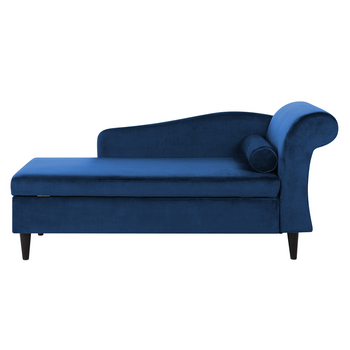 Chaise Longue De Terciopelo Azul Oscuro Derecho Luiro