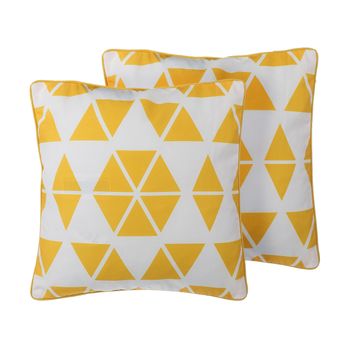 Conjunto De Cojines Decorativos Con Triángulos Amarillos 45 X 45 Cm Patrón Geométrico Decoración Moderna Pansy - Amarillo
