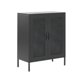 Cómoda De Metal Negro 2 Puertas Estantes Almacenaje Oficina En Casa Wakatipu - Negro