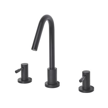 Grifo Mono Mando Para Lavabo Negro Metal Mate Latón Baño Moderno Grifo De Palanca Doble Kalambo - Negro