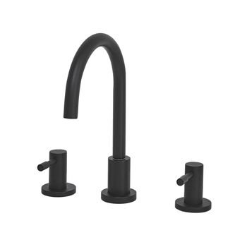 Grifo Mono Mando Para Lavabo Latón Negro Mate Dos Palancas Caño Curvo Sipi - Negro