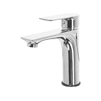 Grifo Mono Mando Para Lavabo Caño Plano Mono Mando De Latón Plateado Berloi - Plateado