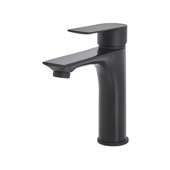 Grifo Mono Mando Para Lavabo Caño Plano Mono Mando De Latón Negro Mate Berloi - Negro