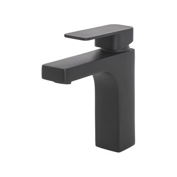 Grifo Para Lavabo Mono Mando Para Baño De Metal Negro Con Acabado Mate Moderno Irupu - Negro