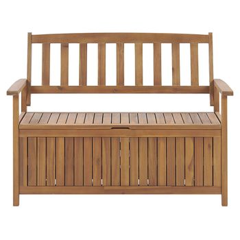 Banco De Jardín Con Almacenaje De Madera Maciza De Acacia 2 Plazas 120 Cm Color Claro Sovana - Madera Clara