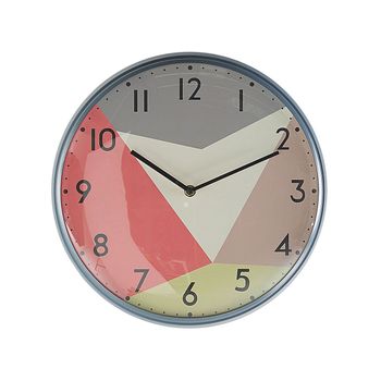 Reloj De Pared De Hierro Multicolor Redondo 33 Cm Manecillas Negras Estilo Vintage Retro Davos - Multicolor