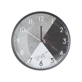 Reloj De Pared De Hierro Gris Negro Redondo 33 Cm Manecillas Blanco Negro Estilo Vintage Retro Davos - Gris