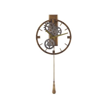 Reloj De Pared Redondo Con Péndulo Marco De Hierro Dorado 30 Cm Diseño Clásico Marcote - Dorado