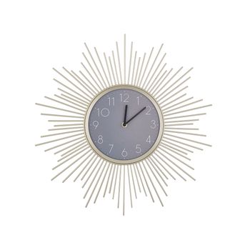 Reloj De Pared Marco De Hierro Dorado Números Redondos 61 Cm Diseño Clásico Solura - Dorado