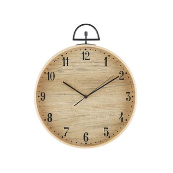 Reloj De Pared Redondo Madera Clara Efecto Madera 40 Cm Estilo Vintage Opfikon - Madera Clara