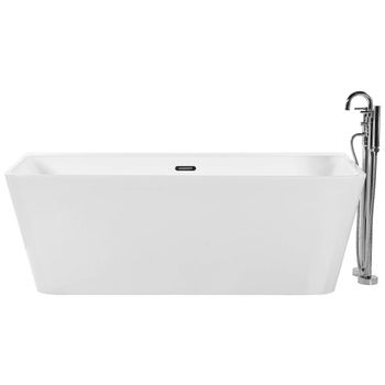 Bañera Independiente De Acrílico Sanitario Blanco Rectangular Individual 170 X 80 Cm Diseño Minimalista Hassel - Blanco