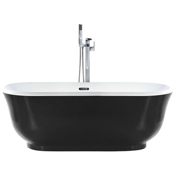 Bañera Independiente De Acrílico Negro 170 X 77 Cm Ovalado Bordes Redondeados Moderno Tesoro - Negro