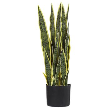 Planta Artificial En Maceta De Material Sintético Verde Negro 63 Cm Accesorio Interior Snake Plant - Verde