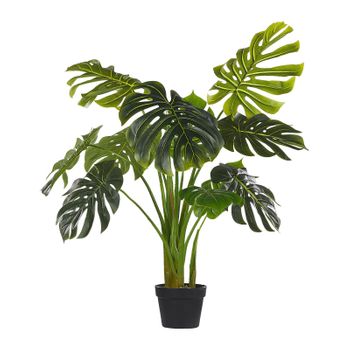 Planta Artificial En Maceta Verde Y Negro Material Sintético 113 Cm Accesorio Decorativo Para Interiores Monstera Plant - Verde