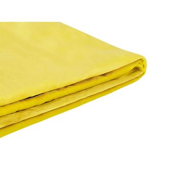 Funda Reemplazable En Terciopelo Amarillo Para Cama 160 X 200 Cm Desmontable Lavable Fitou - Amarillo