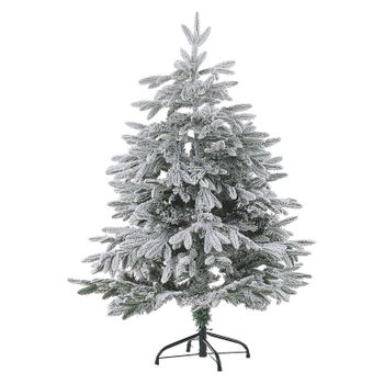 Árbol De Navidad Artificial Base De Metal De Pvc Blanco 120 Cm Estilo Escandinavo Efecto Nieve Bassie - Blanco