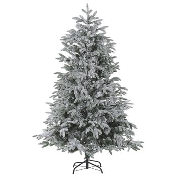 Árbol De Navidad Artificial Base De Metal De Pvc Blanco 210 Cm Estilo Escandinavo Efecto Nieve Bassie - Blanco