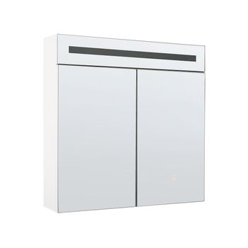 Armario De Pared Blanco Led 60 X 60 Cm Con Espejo Almacenamiento Baño Minimalista Moderno Jaramillo - Blanco