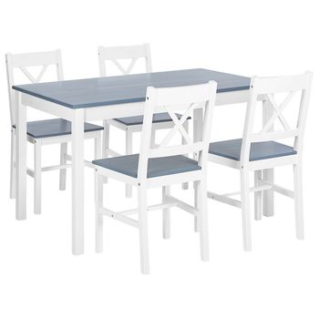 HOMCOM Juego de 2 Sillas de Comedor Blancas Silla de Cocina con Respaldo de  Listones Marco de Madera de Pino 41x46,5x85,5 cm