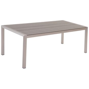 Mesa De Comedor De Metal Gris Plateado 180 X 90 Cm 6 Personas Vernio - Gris