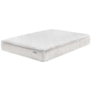 Colchón De Muelles Embolsados Tejido De Bambú Blanco 180 X 200 Cm 5 Zonas Medio Firme Funda Extraíble Luxus - Beige