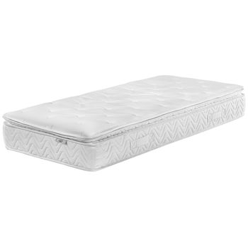 Colchón De Muelles Embolsados Tejido De Bambú Blanco 90 X 200 Cm 5 Zonas Medio Firme Funda Extraíble Luxus - Beige