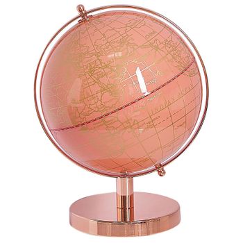 Globo Terráqueo De Mesa Moderno Giratorio Con Base De Metal En Rosa Dorado Cabot - Rosa Dorado