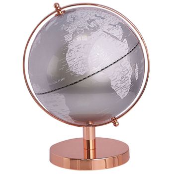 Globo Terráqueo De Mesa Moderno Giratorio Con Base De Metal En Rosa Dorado 28 Cm Cabot - Rosa Dorado