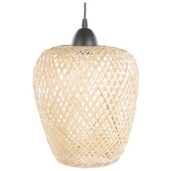 Lámpara Colgante De Madera De Bambú Estilo Boho Luz De Techo Bomu - Madera Clara