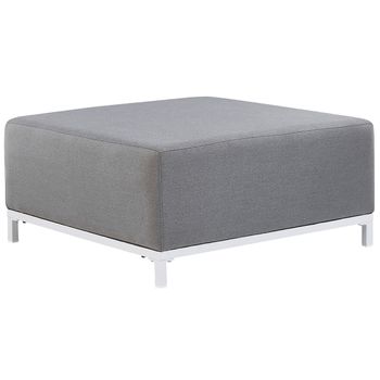 Otomana De Poliéster Gris Blanco 83 X 83 Cm Reposapiés Patas Metal Rovigo - Gris