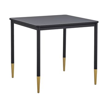 Mesa De Comedor Tablero De Mdf Negro Mesa De Cocina Cuadrada 80 X 80 Cm Con Patas De Metal Estilo Glamour Shalford - Negro