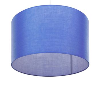 Lámpara De Techo Azul Pantalla De Tambor De Tela 1 Luz Cable Blanco Clásico Dulce - Azul