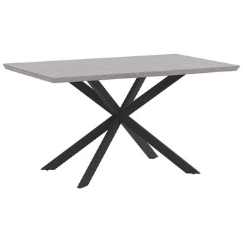 Mesa De Comedor Rectangular Para 6 Personas Con Efecto Hormigón Y Patas Metálicas De Color Negro 140 X 80 Cm Spectra - Gris