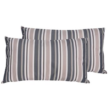 Conjunto De 2 Cojines De Poliéster Azul Beige Patrón De Rayas 40 X 70 Cm Fundas Extraíbles Resistentes Al Agua Jardín Patio Exterior Kastos - Multicolor