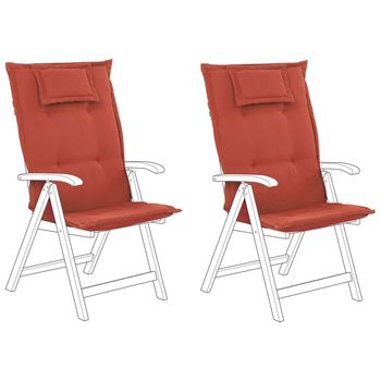 Conjunto De 2 Cojines Para Silla De Jardín Rojo Asiento Respaldo Comodidad Descanso Toscana/java - Rojo