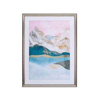Cuadro Enmarcado Impresión Multicolor Sobre Papel 60 X 80 Cm Con Marco Tema Montañas Enewari - Multicolor
