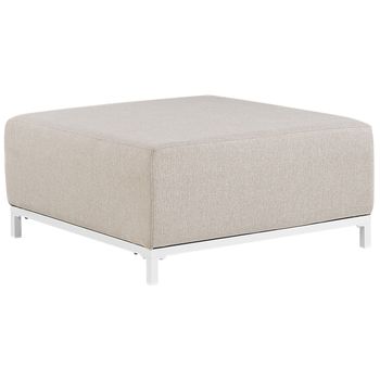 Otomana De Poliéster Beige Arena Blanco 83 X 83 Cm Reposapiés Patas Metal Rovigo - Beige