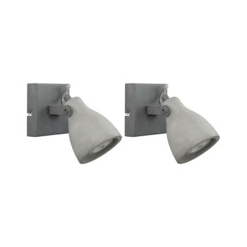 Juego De 2 Lámparas De Pared Aplique Gris Concreto Cemento Natural Pantalla Ajustable Industrial Mistago I - Gris