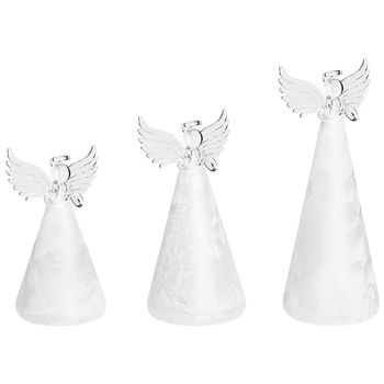 Conjunto De 3 Figuras Decorativas Ángeles Con Iluminación Led Decoración Navideña Kittila - Blanco