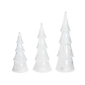 Conjunto De 3 Figuras Decorativas Arbolitos De Navidad Con Iluminación Led Decoración Navideña Kierinki - Blanco