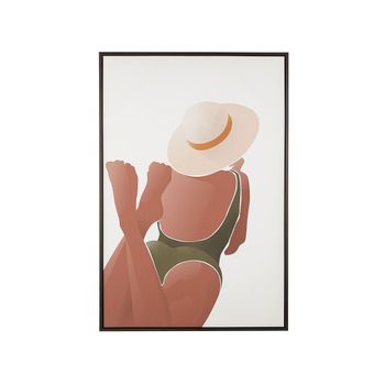 Lienzo Enmarcado Marrón Y Blanco Diseño Cuerpo De Mujer Decoración De Pared 63 X 93 Cm Diseño Contemporáneo Feltrina - Blanco