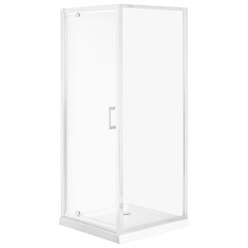 Mampara De Ducha Vidrio Templado Plateado Marco De Aluminio Una Puerta Cuadrada 70 X 70 X 185 Cm Diseño Moderno Darli - Plateado