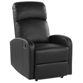 Silla Reclinable Tapizada En Piel Sintética Negra Con Luz Led Azul Puerto Usb Diseño Moderno Sillón De Sala De Estar Virrat - Negro