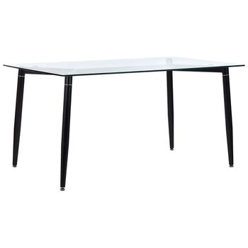 Mesa De Comedor Tablero De Cristal Transparente Patas De Metal Negro 150 X 90 Cm Diseño Moderno Rectangular Totham - Transparente