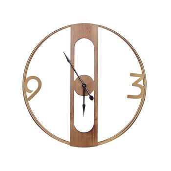 Reloj De Pared Mdf Marrón Ø 50 Cm Efecto Madera Interiores Rústicos Cocina Dormitorio Salón Mulhouse - Madera Clara